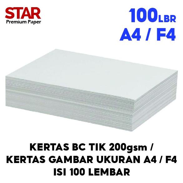 

Trend - 100 LEMBAR Kertas BC Tik 200gr (Kertas Gambar) ukuran A4/F4 | isi 100 lbr !!