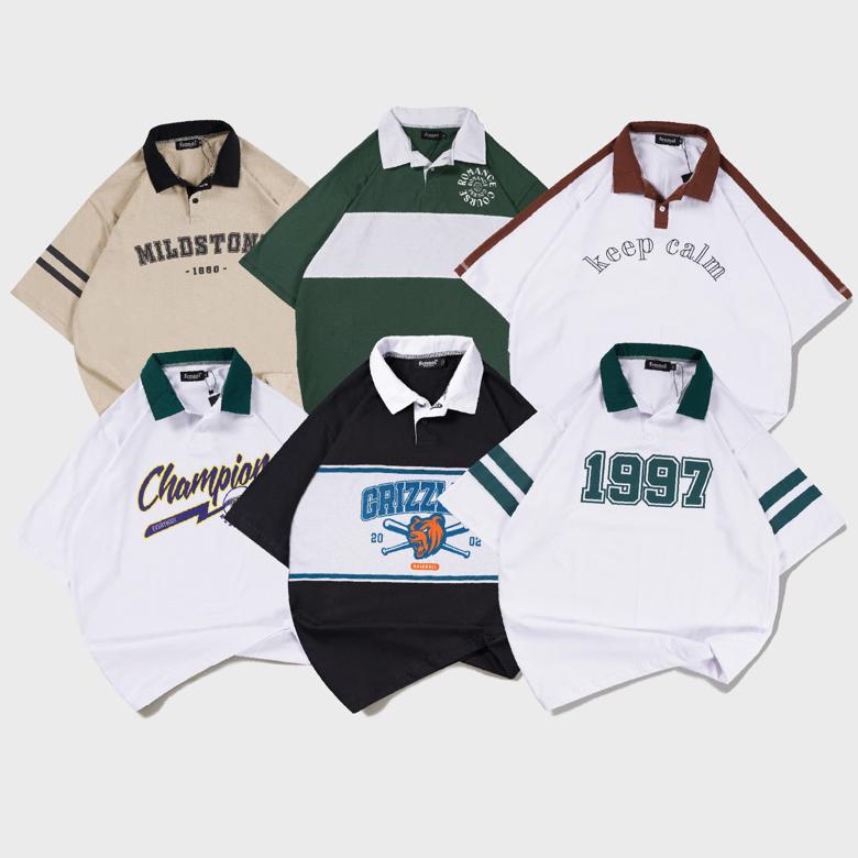 BIG SALE [N01220] T-shirt Oversize Rugby Lengan Pendek Motif CHAMPION PRMO