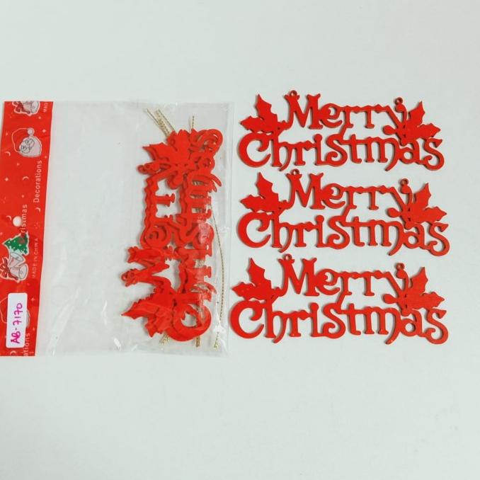 

Tulisan Merry Christmas Merah Set 3 Hiasan Kado Pohon Natal Murah Limited Edition