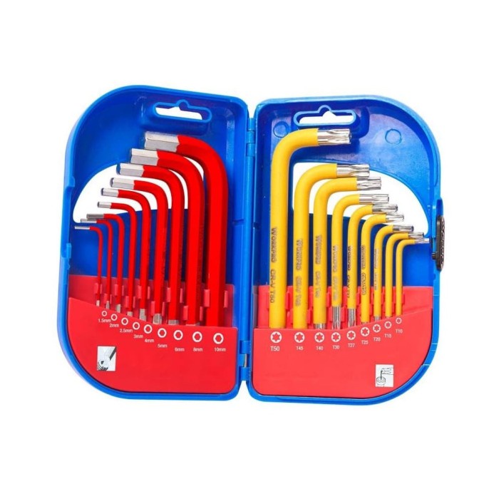 ✅Ori Workpro Kunci L Set Hexagonal 18 Pcs - Pendek [W022009] Terbaru