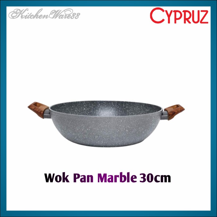 ✨Baru Cypruz Wok Pan 30Cm Panci Wajan Kuali Marble Penggorengan Anti Lengket Bisa Sameday