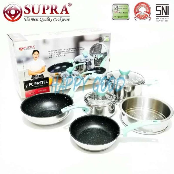 ✨Baru Supra Cookware Set 7Pcs Impact Bottom Pastel  Wajan Set  Panci Set Berkualitas