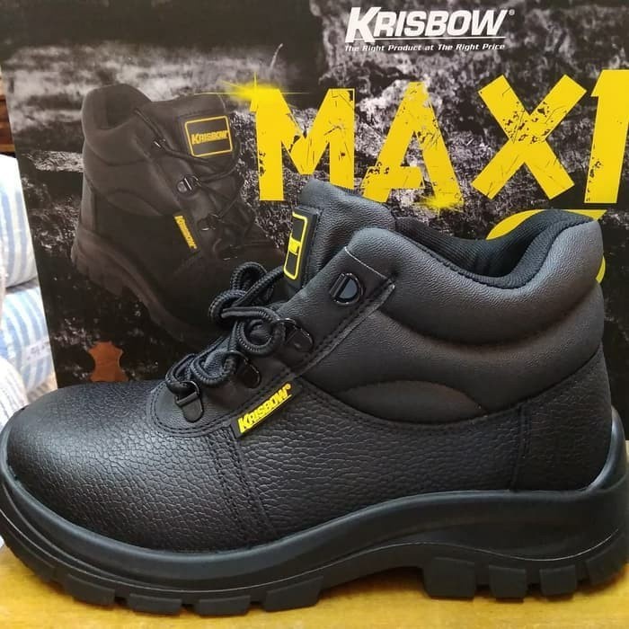 ✨COD Sepatu Safety Krisbow Maxi 6 Inch -Hitam - Hitam 38 Bisa Sameday