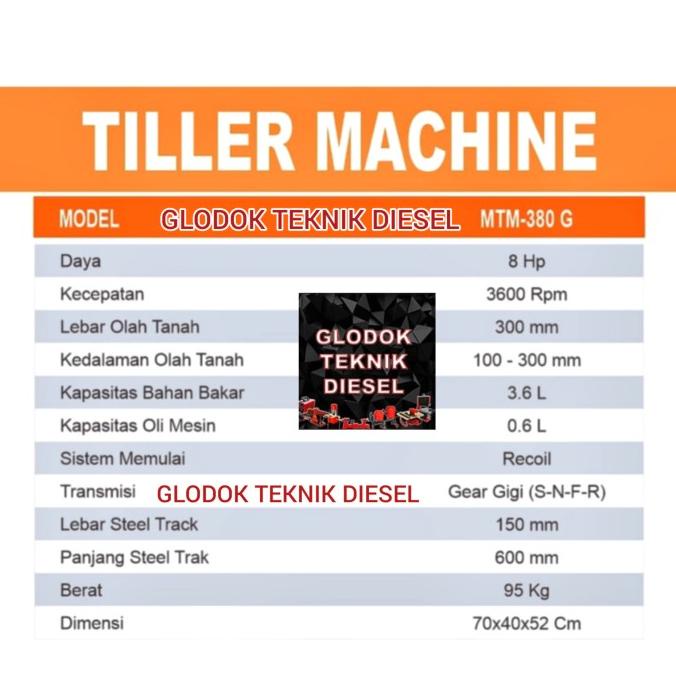 Mesin Traktor Dangir Jagung Matsumoto Mtm-380G Tiller Bajak Mtm 380 G
