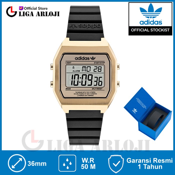 Adidas Original AOST22075 DIGITAL TWO Jam Tangan Unisex Gold Vintage