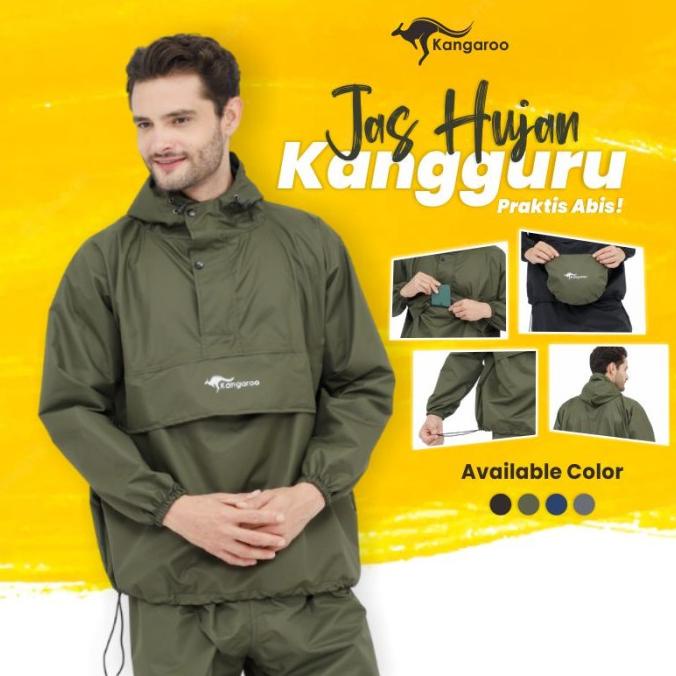 Kangaroo Raincoat Jas Hujan Kangguru Anti Bocor Jas Hujan Tebal Saku