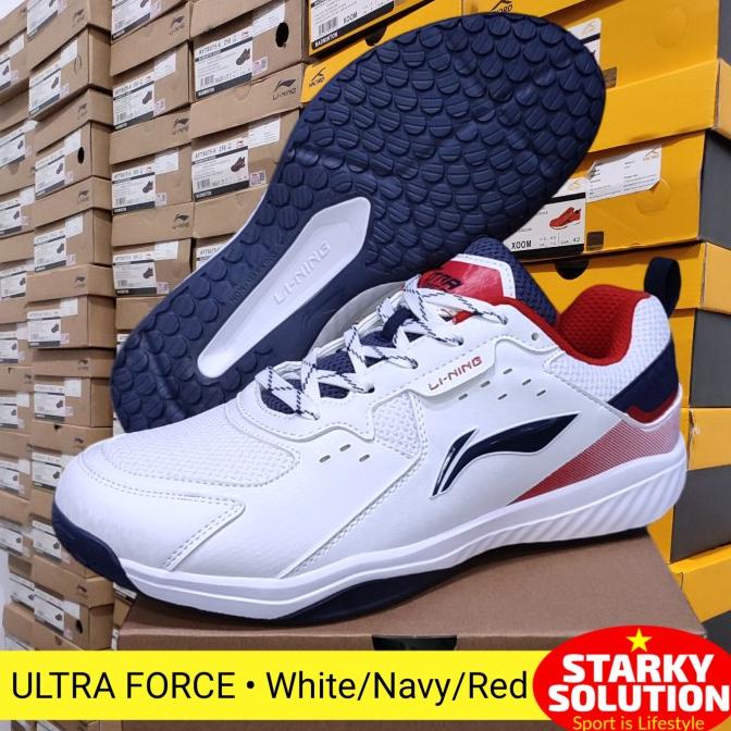 Sepatu Badminton Lining Ultra Force Bulutangkis Original White Navy Rianiwijaya14