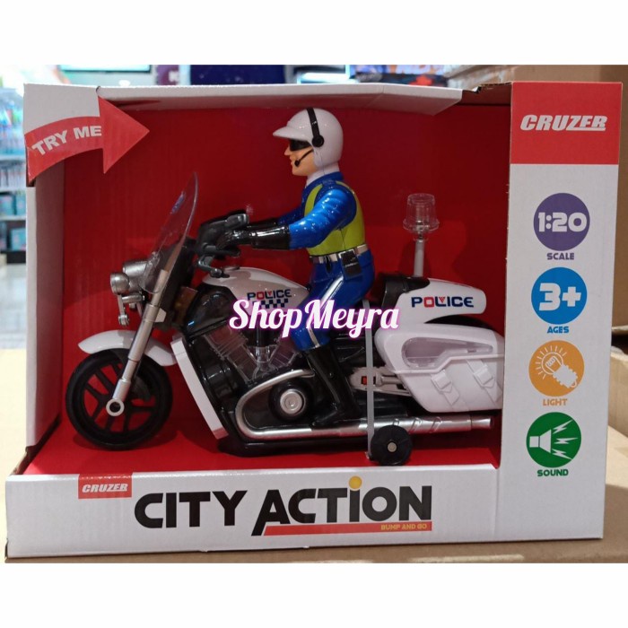 Cruzer City Action Bump and Go Police Motorcycle