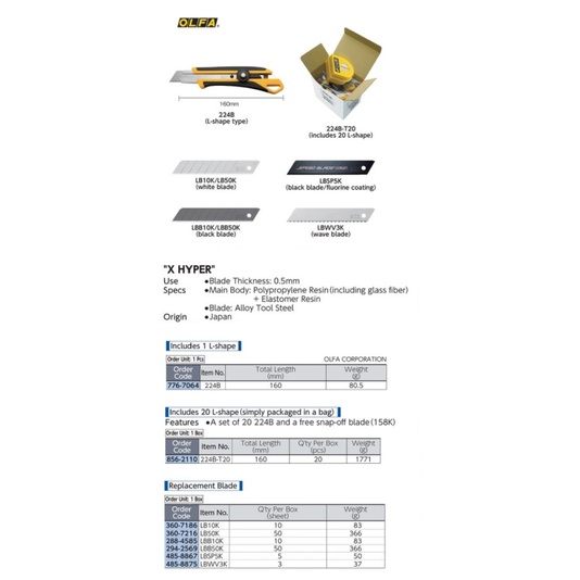 

✨Sale Cutter X-Hyper Screw-Fixed Type Economical Package 20Pcs Olfa 224B-T20 Limited