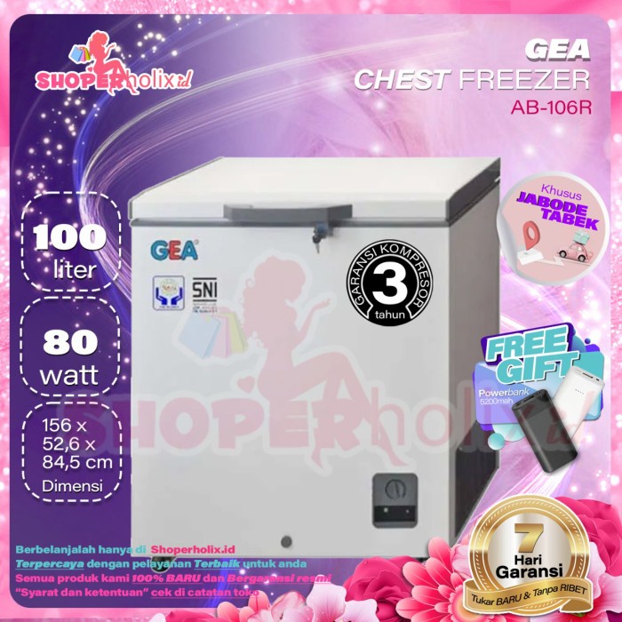✨Ready Chest Freezer Gea Ab-106R Freezer Box Daging Kulkas Lemari Es Batu Berkualitas