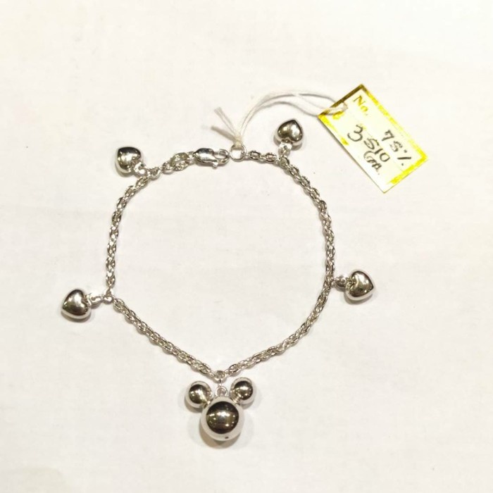 ✨Ori Gelang Anak Mickey Mouse Emas Putih 750 Bisa Gojek