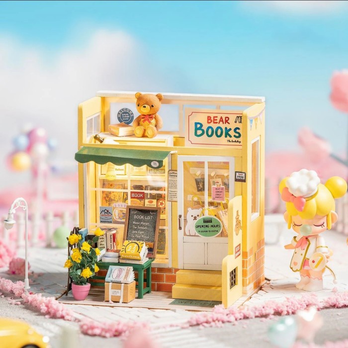 ✨New Ori Rolife Mind-Find Bookstore Diy Miniature Dollhouse Robotime Bisa Gojek