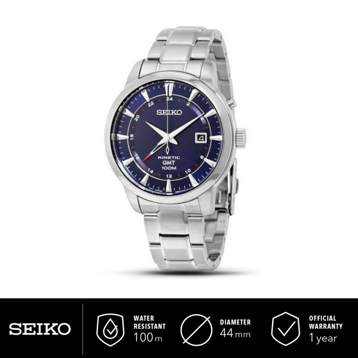 ✅Sale Jam Tangan Pria Seiko Kinetic Gmt Sun031P1 Blue Dial Original Bisa Gojek