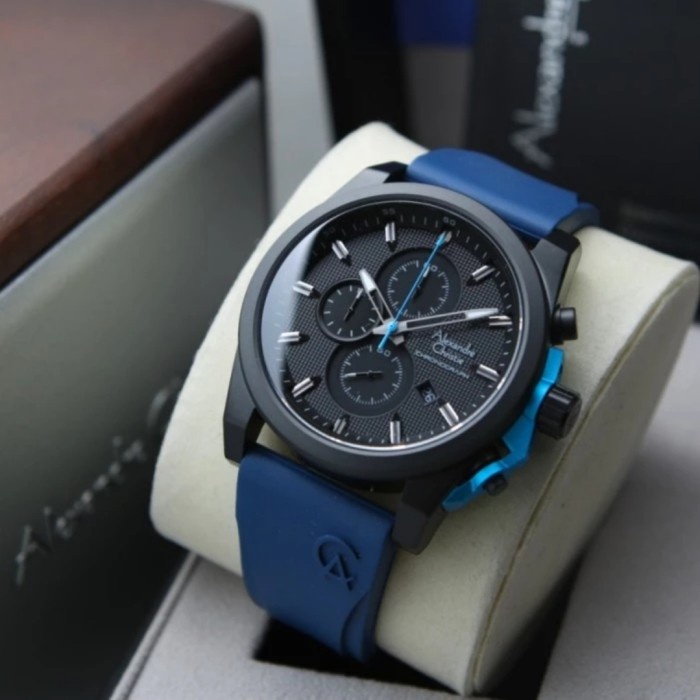 ✅Ready Jam Tangan Pria Original Alexandre Christie Ac6659Mc Black Blue Berkualitas