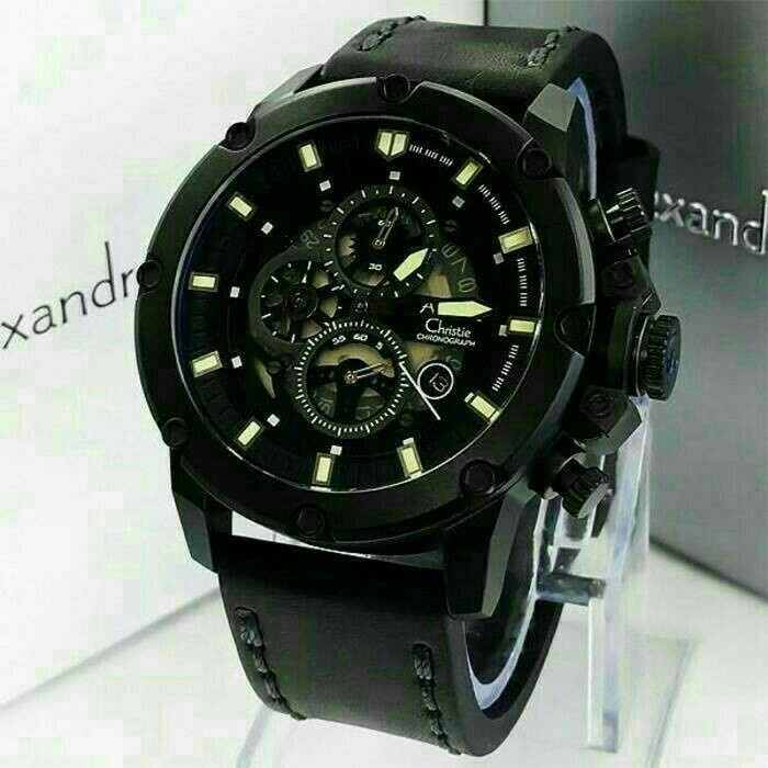 ✅Ready Jam Tangan Pria Original Alexandre Christie Ac 6416 Mc Full Black Limited