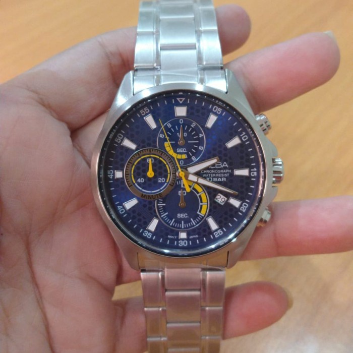 ✅Sale Jam Tangan Pria Alba Am3873X1 Am3873 Silver Blue Original Murah Diskon