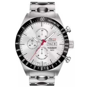 ✅Ori Tissot Prs 516 T044.614.21.031.00 Automatic Chronograph Silver Terbaru