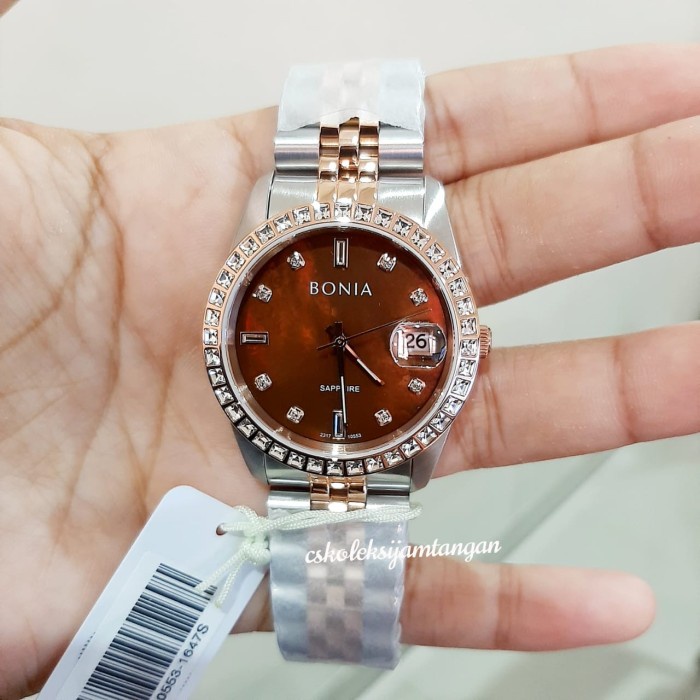 ✅Original Jam Tangan Bonia Bnb10553-1647S Sapphire Silver Rosegold Brown Origina Bisa Gojek