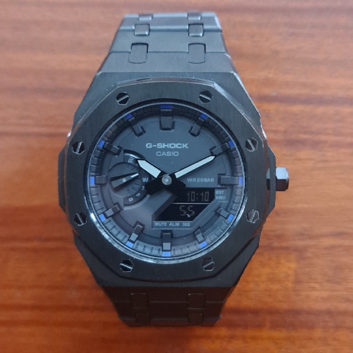 ✅Ori Casioak Ga2100 Mod Black With Blue Dot Diskon