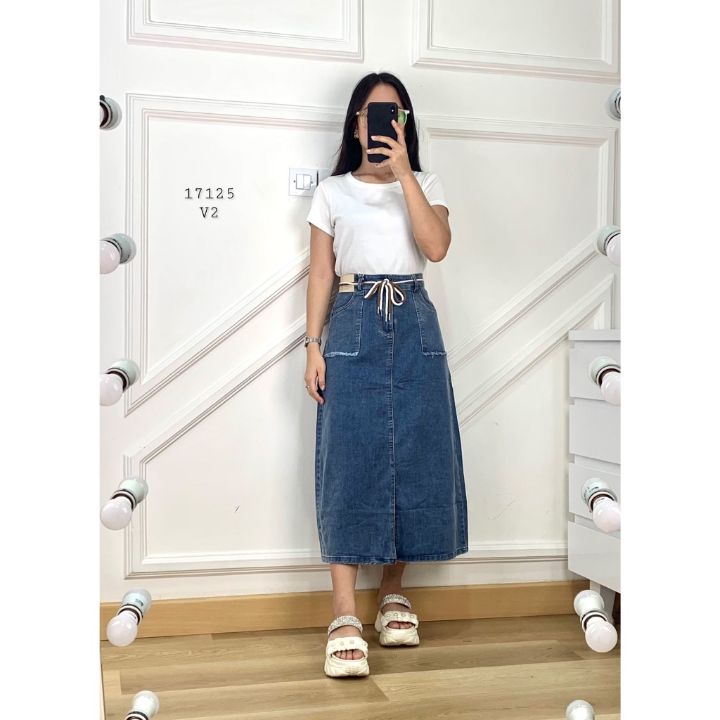 [NEW COLLECTIONS] BEST SELLER 17125 ROK JEANS LIANG YI KU 9058 TWIN POCKET SAKU SLIT BELAKANG BUTTON