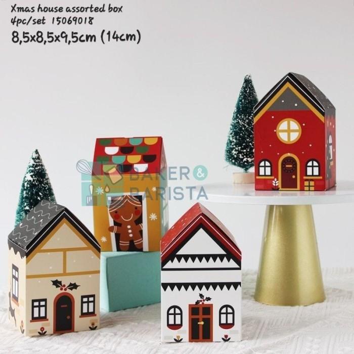

Xmas House Assorted Box 4Pc/Set Kotak Toples Natal Hampers Chirstmas 062