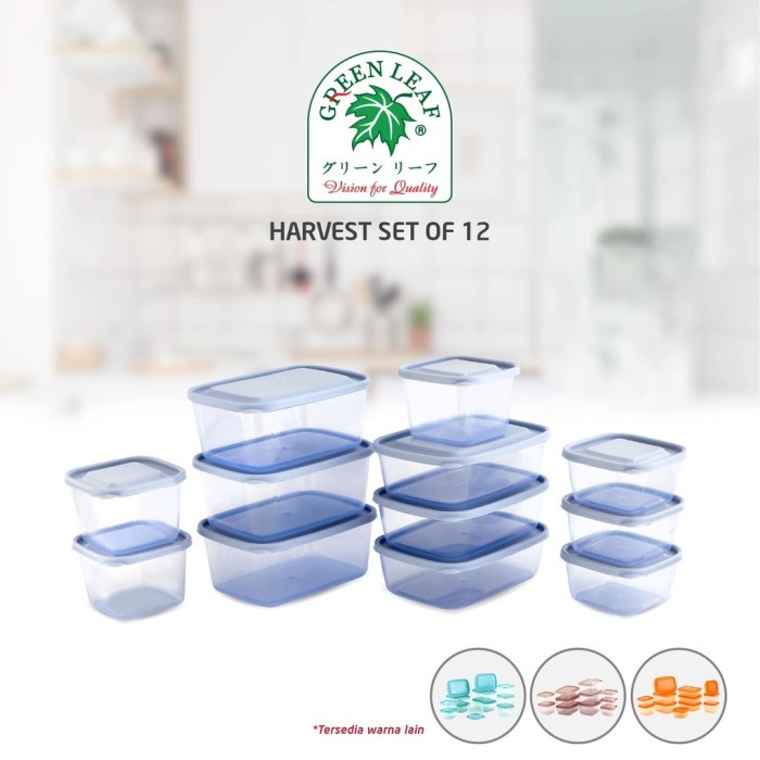 Promo Green Leaf Fresh Set Food Container Kotak Makan Set Isi 12 Pcs