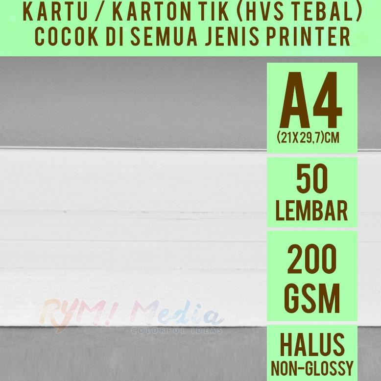 

New - Kertas Kartu TIK 200 gsm A4 isi 50 lembar - Kertas HVS Tebal Manila BC Putih A4 200 gram Kertas Undangan Karton Ijasah Sertifikat Brief Card ukuran A4 ,.