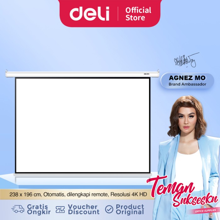 Hawas Deli Automatic Screen Proyektor/Layar Proyektor Otomatis 120Inch 50441