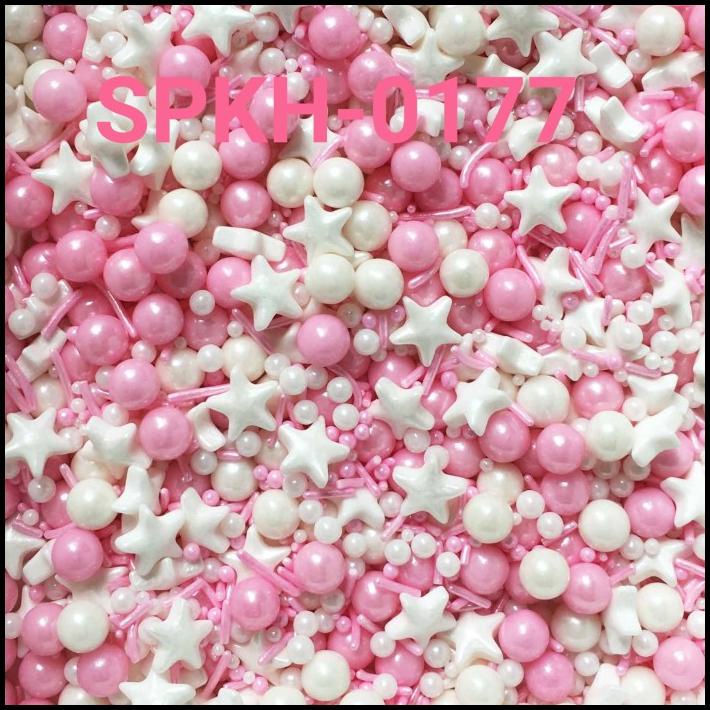 

HOT DEAL SPKH-0177 SPRINKLES SPRINKLE SPRINGKEL 500GR MIX PINK PUTIH !!!