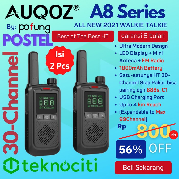 AUQOZ A8 HANDY MINI WALKIE TALKIE 99CH - RADIO HT NEW 888S