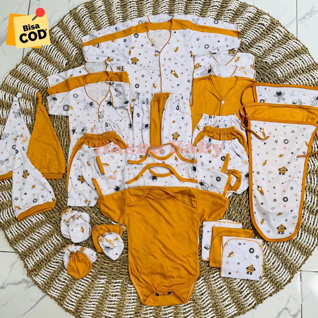 36 Pcs Paket Lahiran Lengkap Baju Bayi Celana Bayi Baru Lahir Karakter Lucu, Kupluk, Sartaki, Jumper