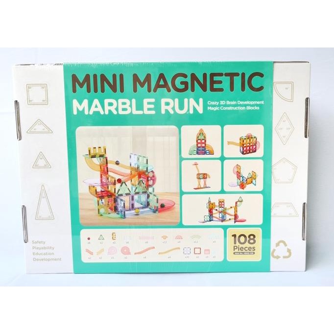 Magnetic tiles Marble run 108 pcs - KEBO - Mainan Edukasi