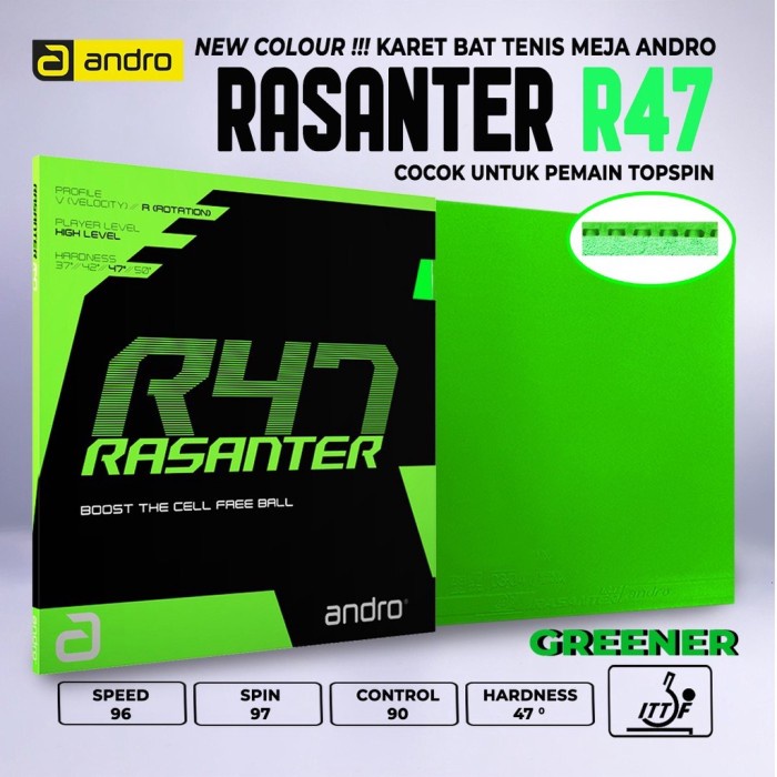 ✨New Ori Karet Bet Pingpong Tenis Meja Andro Rasanter R47 Greener Ultramax Terbaru
