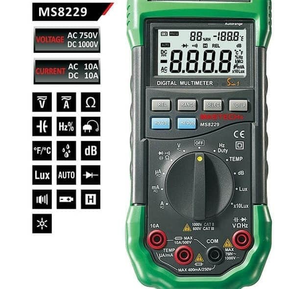 ✅Sale New.Multimeter With Environment Tester 5 In 1 Mastech Ms8229 Bisa Gojek