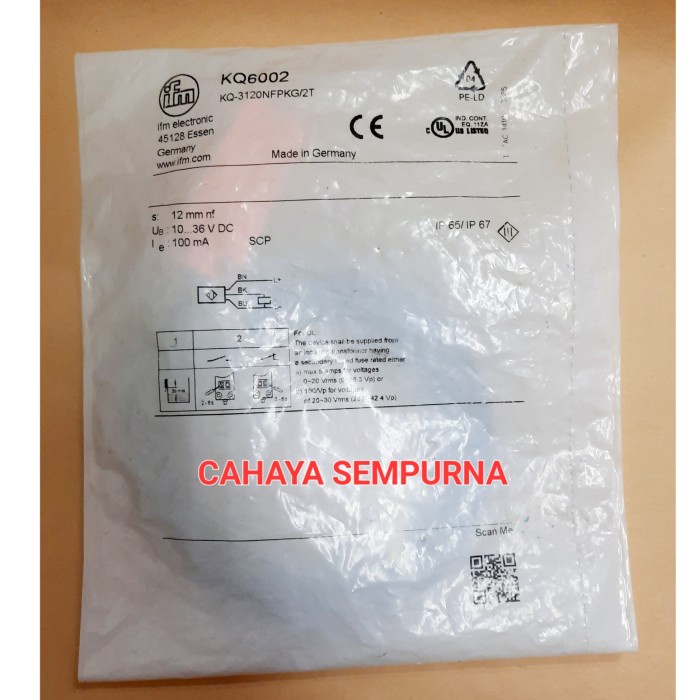 ✅Ready Capasitive Sensor Ifm Kq6002 Kq-3120Nfpkg Berkualitas