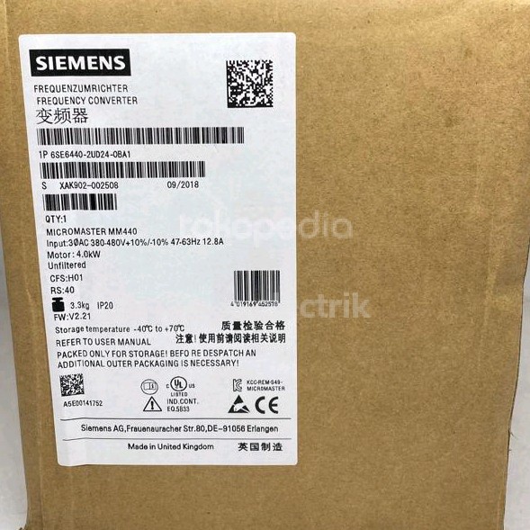 ✅Ori Siemens 6Se6440-2Ud24-0Ba1 Inverter 380V 4.0Kw Micromaster 440 Berkualitas
