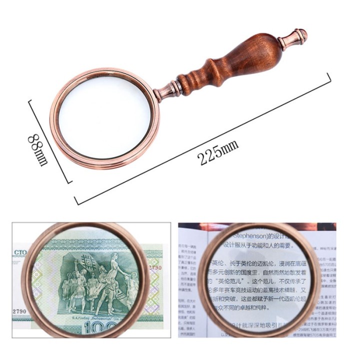 

Kaca Pembesar Motif Kayu Retro / Vintage Lup Lensa Handheld Magnifier