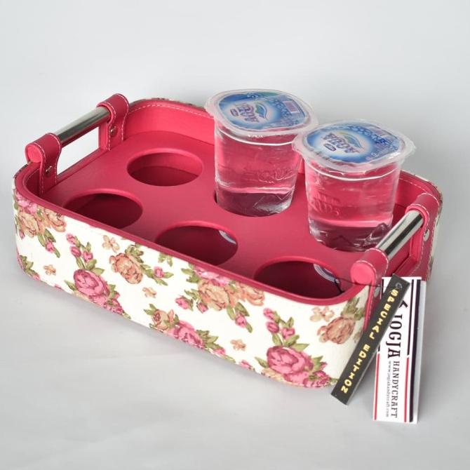 

PROMO TERBARU !!! LUCU - Tray Aqua Gelas / Tempat Air Mineral Kulit - Pink Shabby isi 6