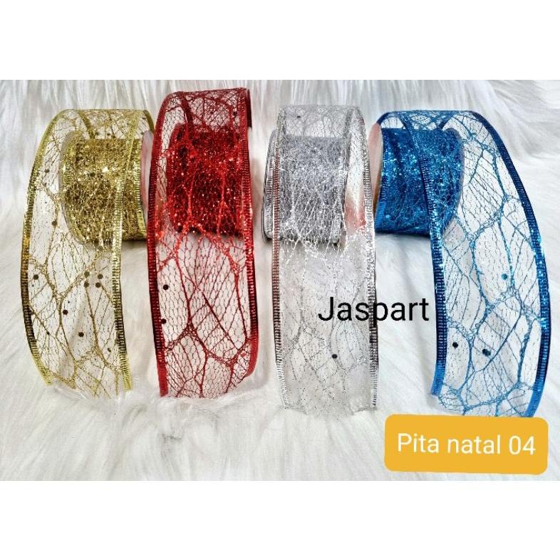 

Pita Glitter Natal Pinggir Kawat Pita Parcel Pita Christmas Pita Hiasan Cantik Lebar 5 Cm Dan 6,5 Cm Pita Natal 04