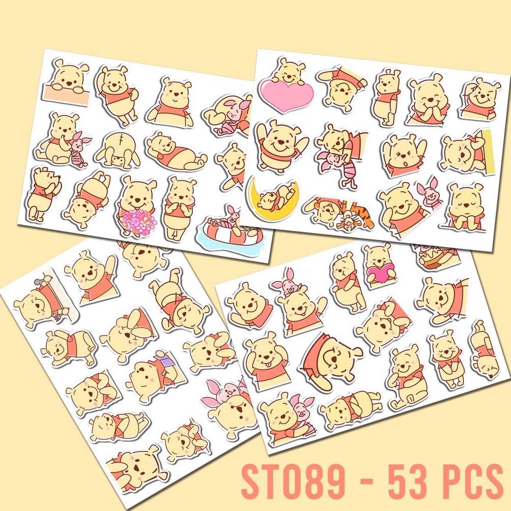 

53pcs Stiker Anti Air Gambar Kartun Winnie The Pooh STICKER