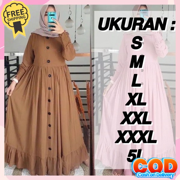 Dress Maxi Jubah Cewek Muslimah Juba Dris Ukuran S M L Lx Xxl Xxxl Jumbo Bj Drea Gamis Super Jumbo B