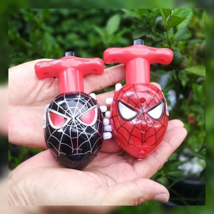Gasing Karakter Lampu Led Musik Mainan Gangsing Flashing Top Spiderman Kode 739