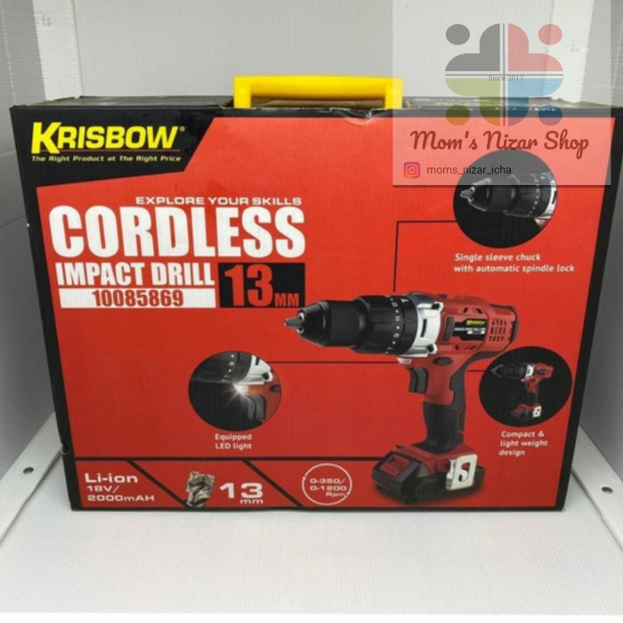 Promo Mesin Bor Baterai Tanpa Kabel 18 V Li-Ion Krisbow Barang Berkualitas