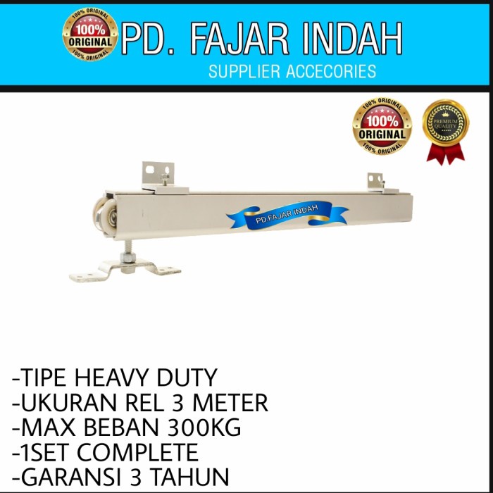 [Ori] Rel Pintu Sliding Heavy Duty Rel Pintu Geser 3Meter 300Kg Rel Gantung Berkualitas