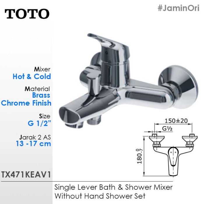 [Ori] Toto Kran Bath  Shower Mixer - Kran Air Panas Dingin Tx471Keav1 Diskon