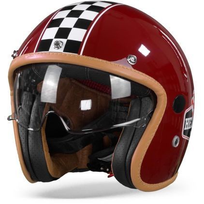 [New Ori] Glintz Garage L Helstons Carbon Flag Burgundy Red Helm Half Face Retro Limited