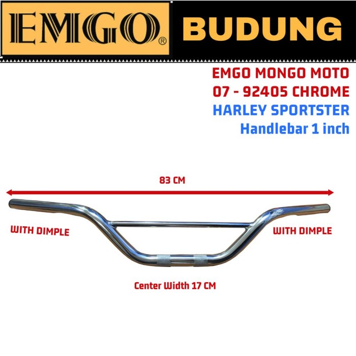 [Baru] Setang Handlebar Harley Tracker 1 Inch Emgo Mongo Moto 07 92405 Krom Bisa Sameday