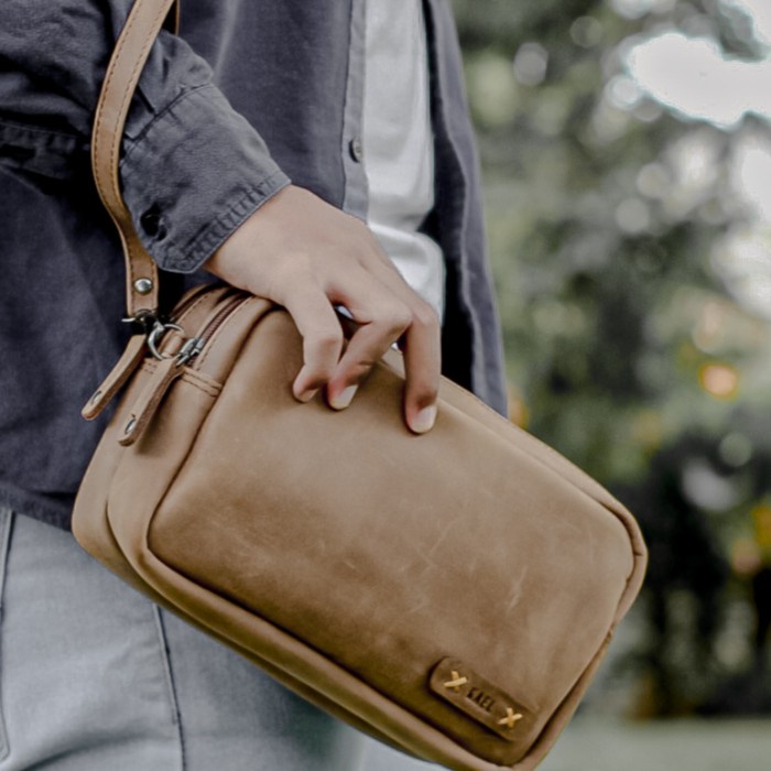 ✨Sale Pouch Bag - Cherokee Double Ch - Kael Leather Terbaru