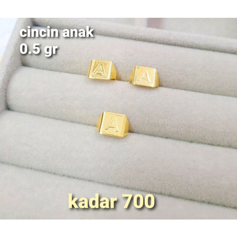 Cincin Anak Inisial Huruf A Emas Asli Kadar 700 16K