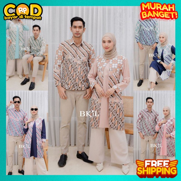 Keneja Pasangan Trendy Bju Couple Batk Seragam Baju Pasangan Batik Atasan Couple Long Tunik Btk Cope